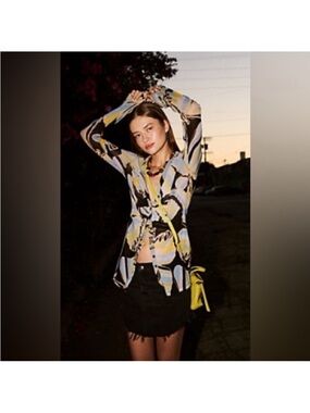 Free people Lucky Shirtee mesh button up top Size Large